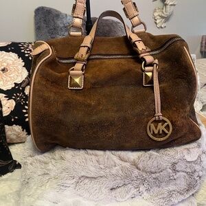 Michael Kors Rustic Brown Suede Leather Satchel Handbag